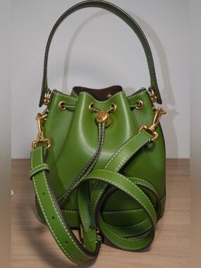 Tory Burch Lime Green Bucket Bag with Gold Hardware